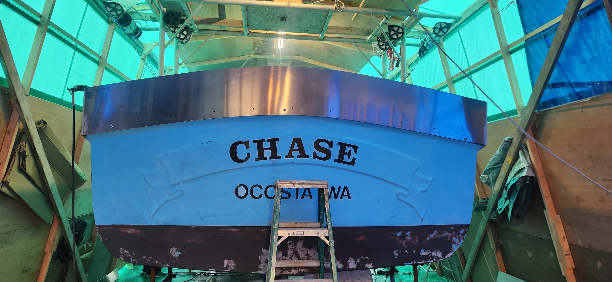 CHASE commercial fishing vessel — aluminum bulwark fabrication