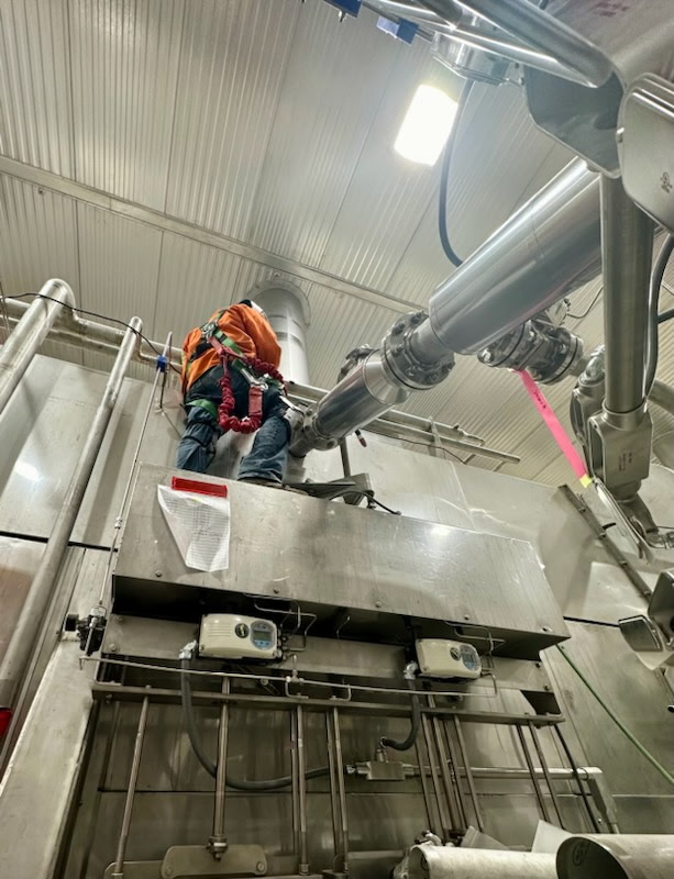 Onsite tie-in to a high-line process header in a food-grade facility